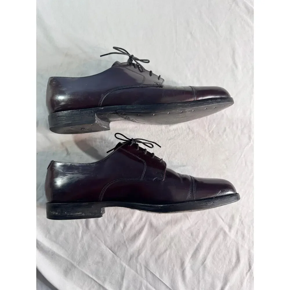 Vintage Cole Haan Mens 11 D Burgundy Leather Cap Toe Oxford Dress Shoes
